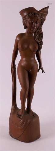 A tropical sculpture of a female nude, Bali, 1st half 20th c...