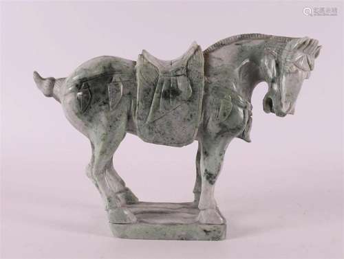 A basalt jade sculpture of a horse, China 20th century.