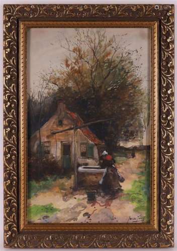 Jong, de Jan (1864-1901) 'Farmer's wife at a well&...