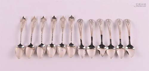 A series of six silver mocha spoons, around 1900.