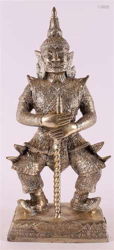 A silver-plated bronze temple guard 'Tao Wessuwan'...