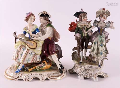 A polychrome porcelain group of man and woman, Germany, mid ...