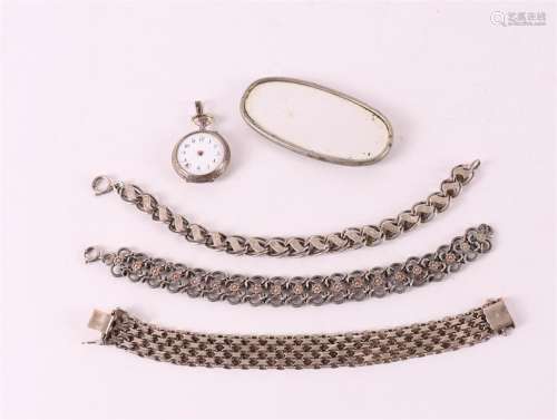 A lot of silver, including watch chain and bracelet, includi...