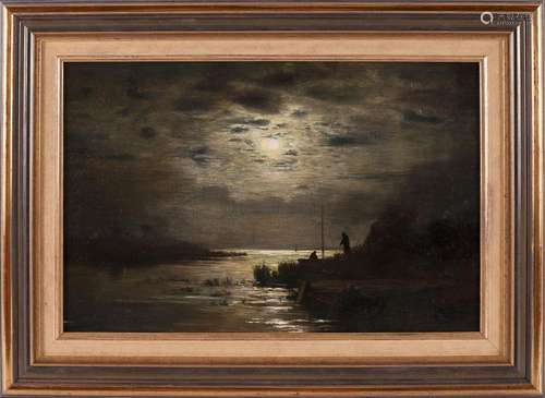 Dutch school early 20th century 'Fishermen by moonlight...