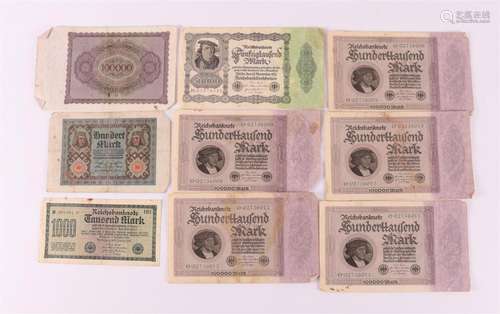 A lot of German paper money; Reichsbank notes 1920-1923.