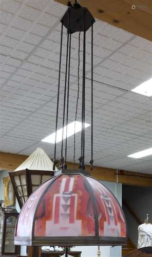 An Amsterdam school hanging lamp, ca 1920.