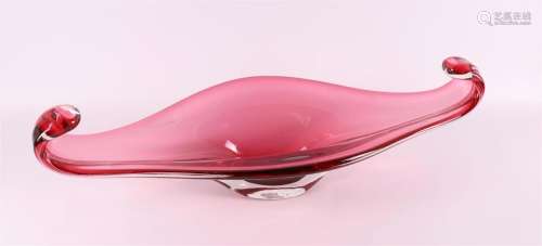 A ruby red blown fruit bowl, Murano, Italy, 20th century.