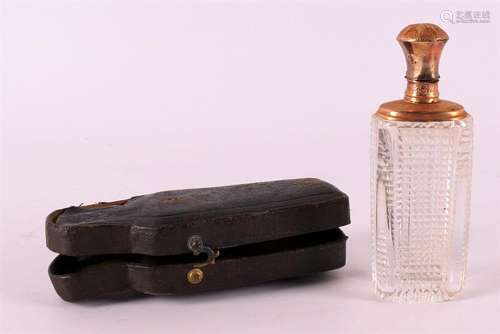 A clear crystal perfume flask, 19th C.