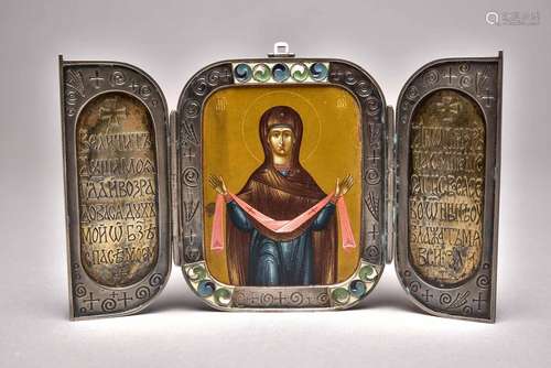 Silver icon, Russia, c. 1900, "Mary