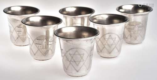 6 Kiddush cups, Russia around 1900,