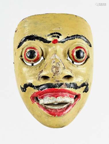 Mask, yellow painted face mask with