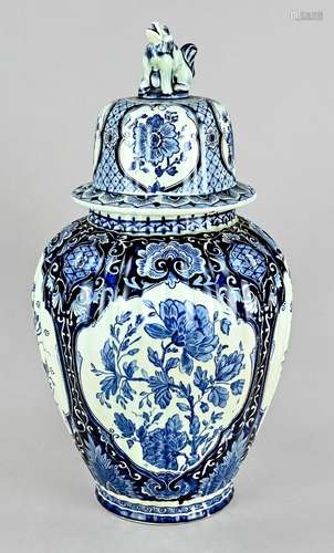 Delft lidded vase, Netherlands, 20t