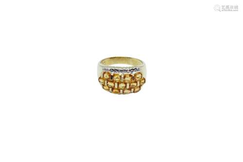 14k gold ring with yellow sapphire and diamonds