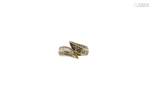 14k gold ring with diamond baguette