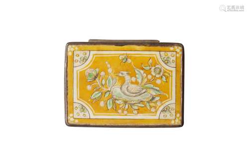 A mid 19th century Persian metal snuff box with painted bone...