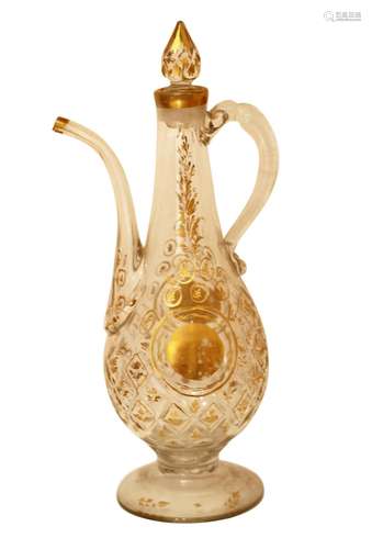 A circa 1880 Ottoman Beykoz Ewer cut glass jug