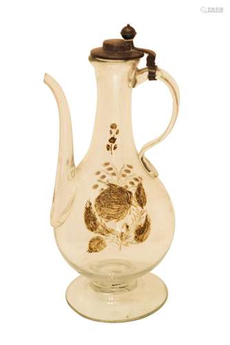 A circa 1880 Ottoman Beykoz Ewer glass jug