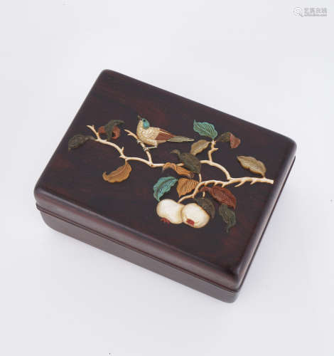 Red Sanders Inlaid Bird-and-Flower Box
