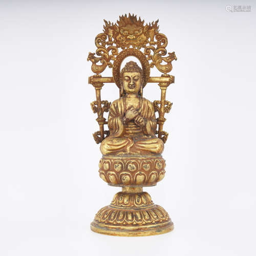 Gilt Bronze Figure of Buddha with Halo