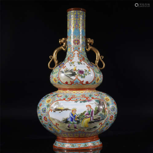 Yonzgheng Enamel Color Double-Gourd Vase