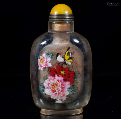 Qing Dynasty Bird-and-Flower Snuff Bottle
