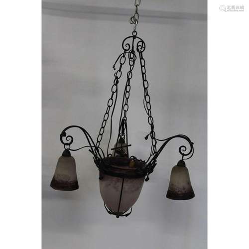 French Art Deco Art Glass Chandelier