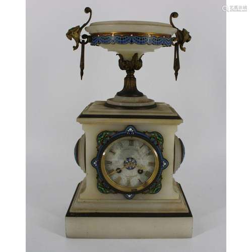 Eugene Cornu Signed French Alabaster Clock.