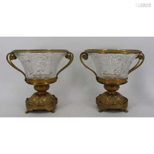 A Pair Of Finest Quality Bronze Mounted Cut Glass