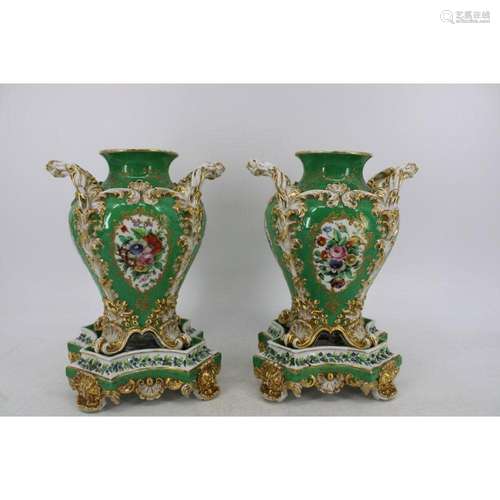 Pair Paris Porcelain (Jacob Petit) Porcelain Urns