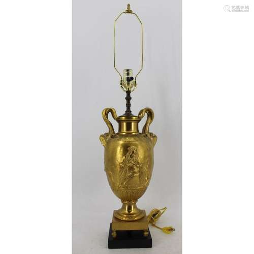 Fine Signed Barbidienne Gilt Bronze Urn As A Lamp