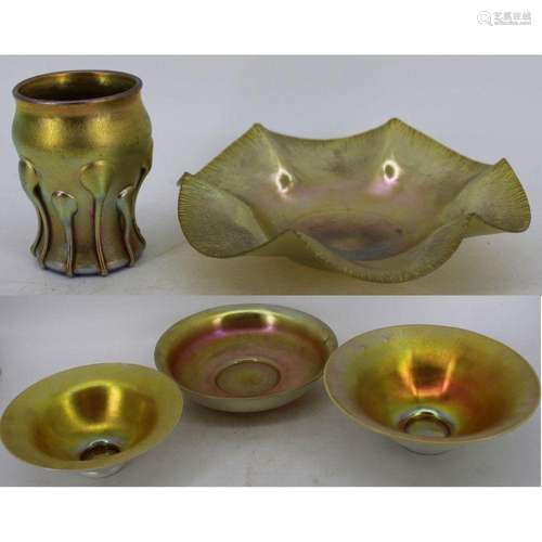 3 Art Glass Bowls, a Favrille Vase & A Favrille