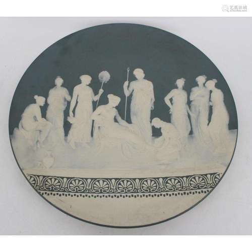 Large Mettlach Cameo Style Porcelain Charger.