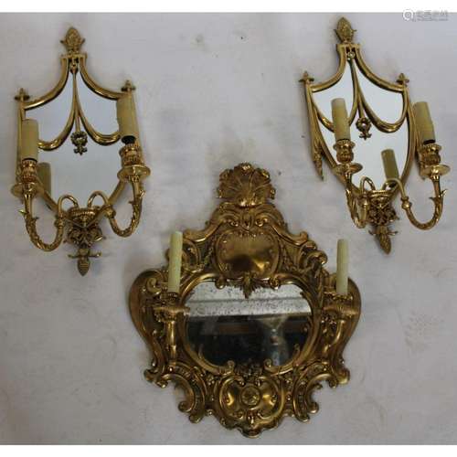 3 Vintage And Quality Bronze Sconces