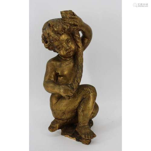 Antique Gilt Wood Cherub.