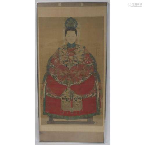 Large Chinese Ancestral Portrait on Silk.