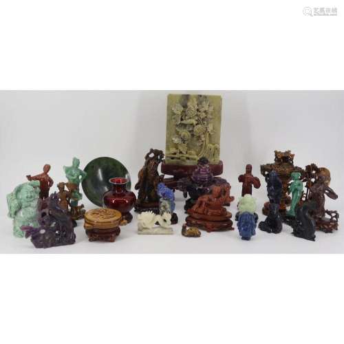 Large Grouping of Asian Carved Figures and Objects