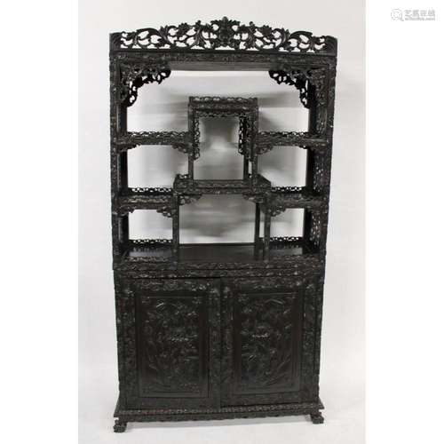 Antique, Highly & Finely Carved Asian Hardwood