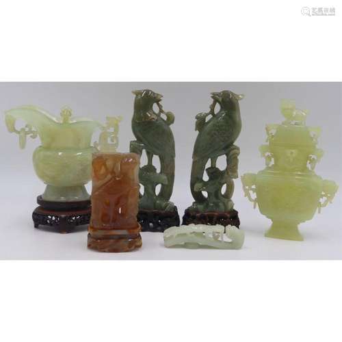 Assorted Grouping of Carved Asian Items.