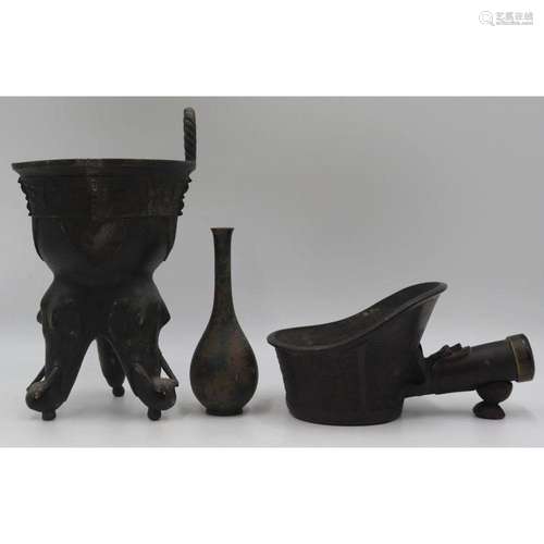 (3) Asian Bronze Items.