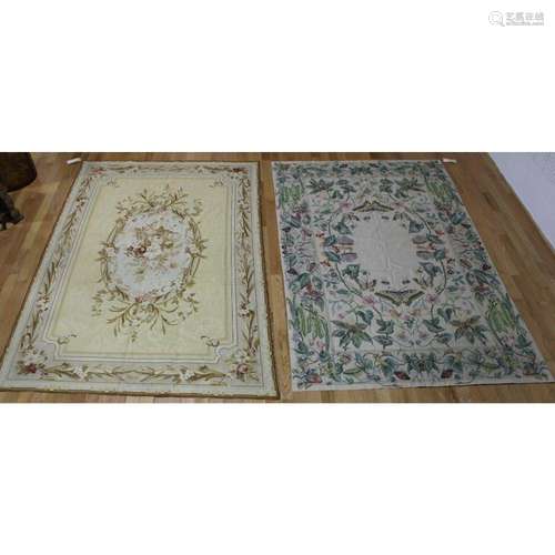 2 Vintage Aubusson Style Needlepoints