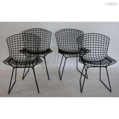 4 Harry Bertoia patinated Metal Chairs .