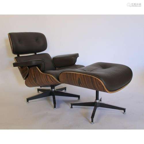 Vintage Eames Style Leather Upholstered Lounge