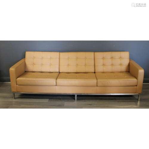 Vintage And Quality Knoll Style Leather Sofa.