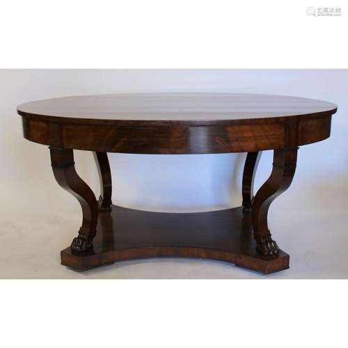 Antique Mahogany Oval Center Table Raised On Claw