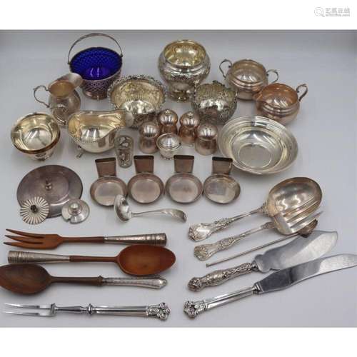 SILVER. Assorted Grouping of Silver Tablewares.