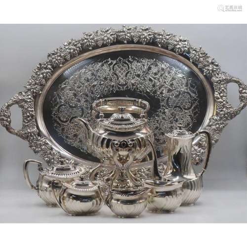 STERLING. 6 Pc. David R. Rough Sterling Tea Set.