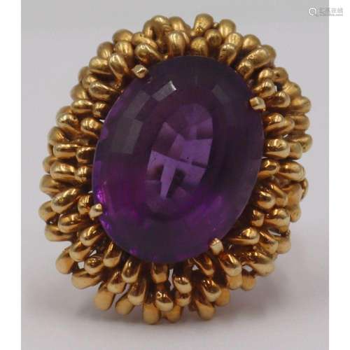 JEWELRY. 14kt Gold and Amethyst Statement Ring.