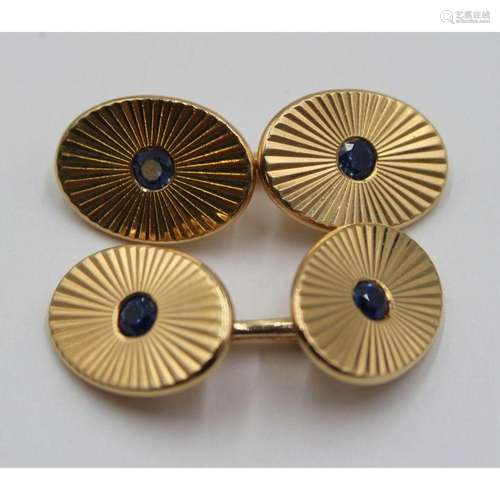 JEWELRY. Pair of 14KT Gold Double-Faced Cufflinks.