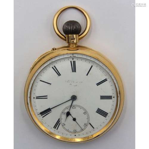 JEWELRY. Men's English 18kt Gold Pocket Watch.