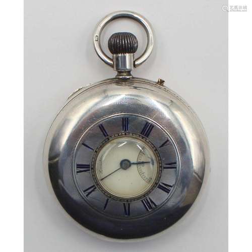 JEWELRY. Men's English Silver Demi Pocket Watch.